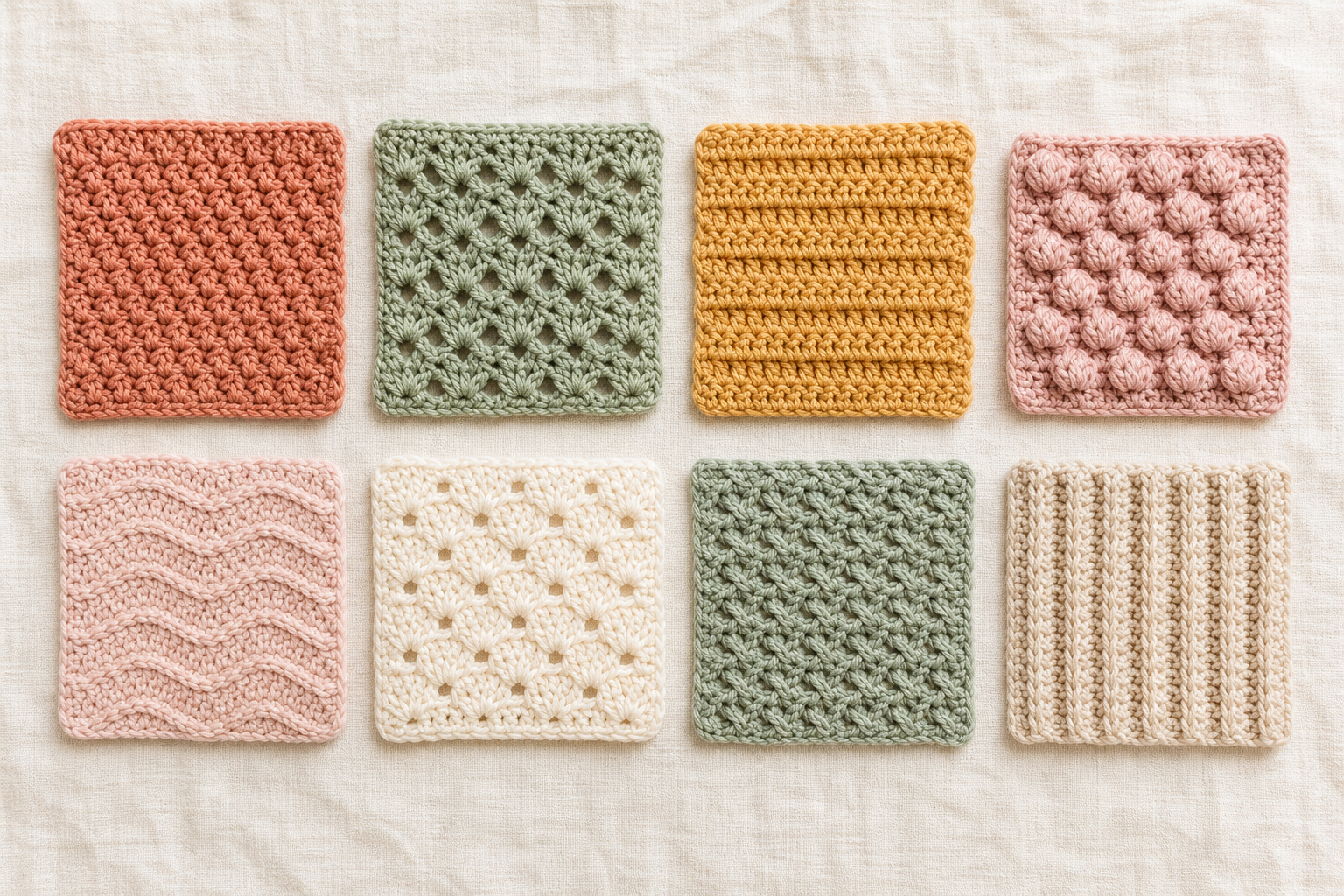 The 8 fundamental crochet stitches